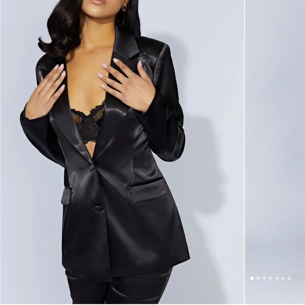 Meshki Satin Blazer XS Black